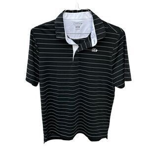 Good Good Polo Shirt Medium Performance Golf Short Sleeve Black White Stripe